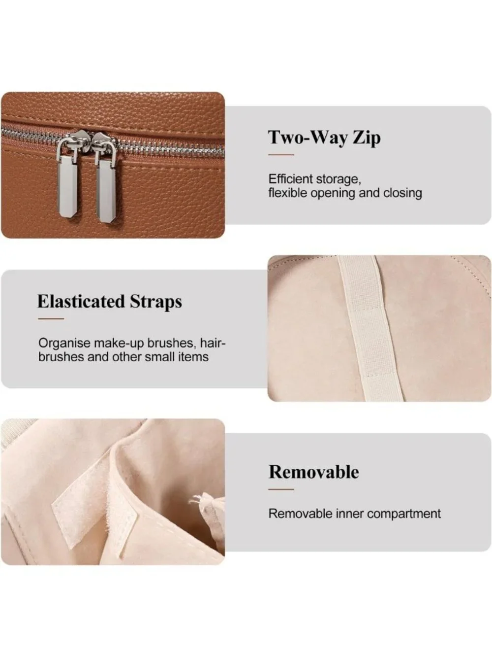 Portable Makeup Bag with Compartments & Handle | Travel Cosmetic Organizer for